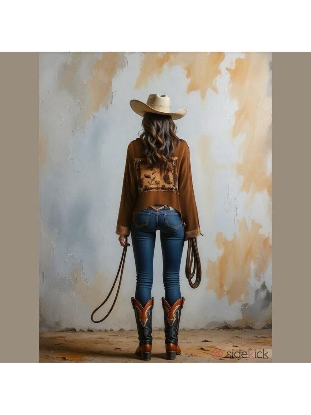 Susan Graver Vintage Womens Brown Full Zip Faux Suede Western Rodeo Jacket